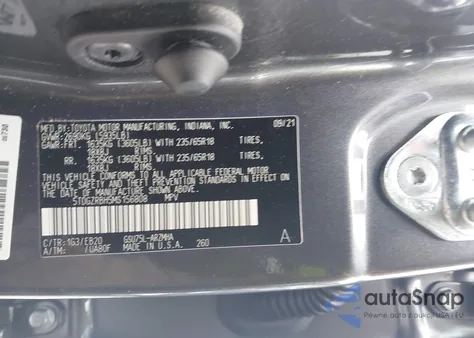 2021 Toyota Highlander Xle z USA, uszkodzony, nr VIN 5TDGZRBH5MS156808